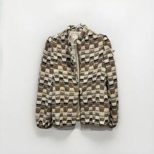 DK GOLD‎ by Donnkenny Vintage Textured Geometric Jacket Size 12 Lambswool Mohair